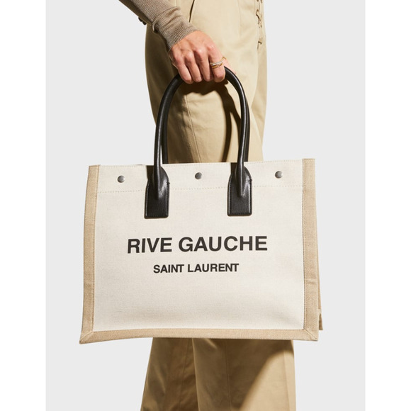 NEW SAINT LAURENT YSL RIVE GAUCHE SUMMER SMALL CANVAS TOTE BAG AUTHENTIC - Picture 15 of 15